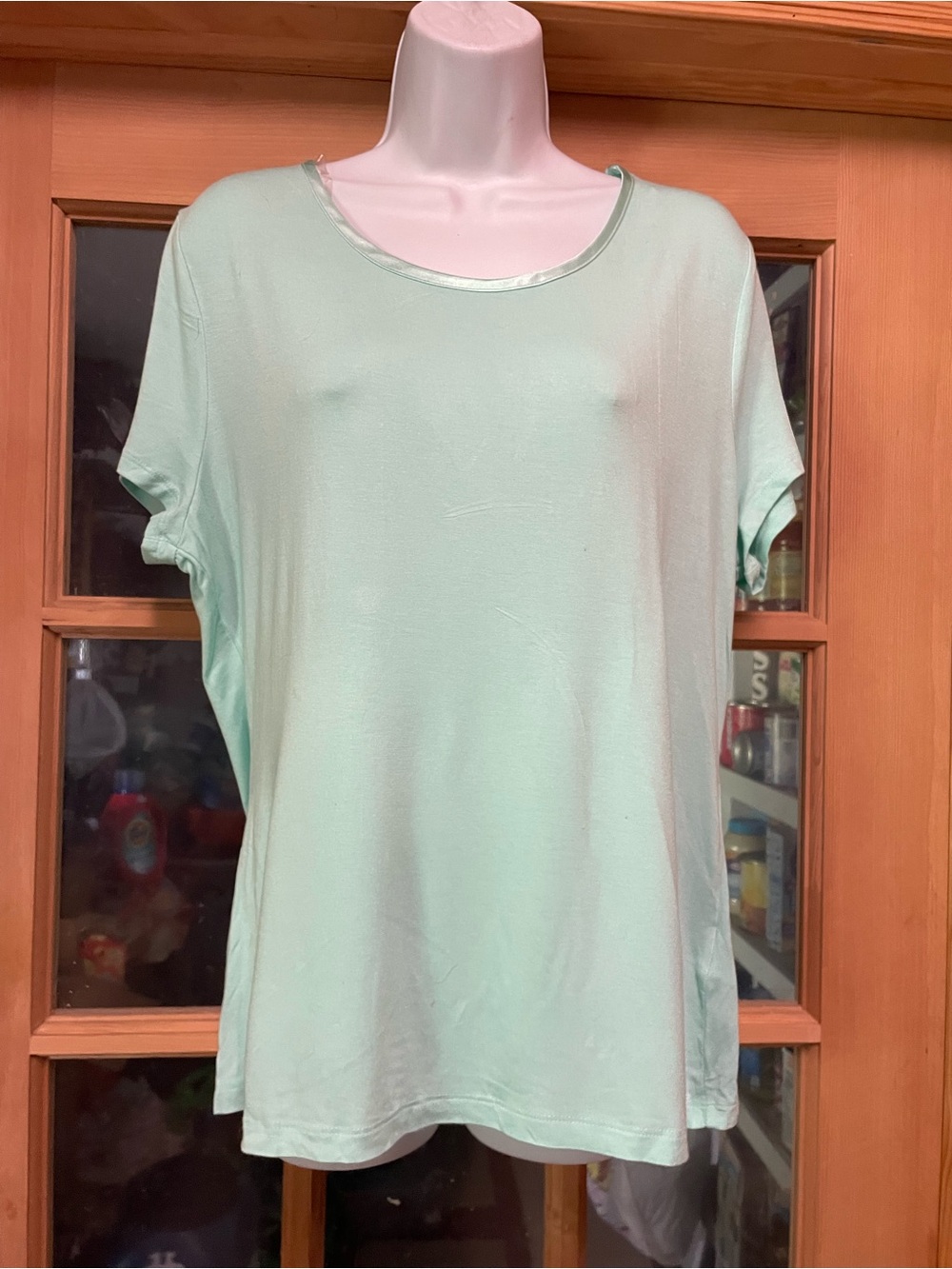 Covington Mint Green Short Sleeve Scoop Neck Top
